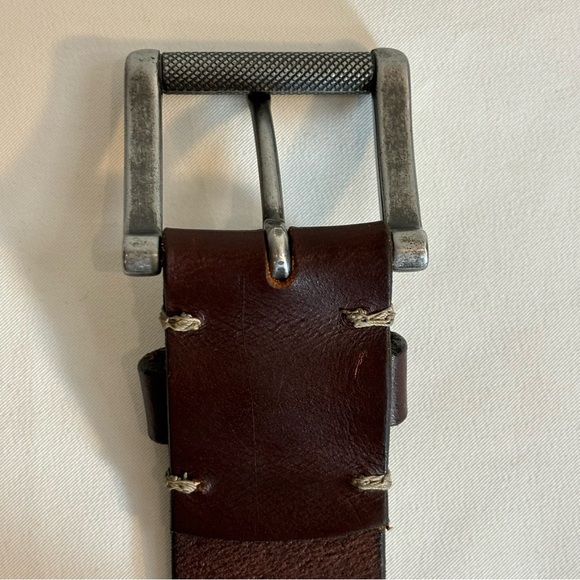 EXPRESS SZ 34-36 Brown Smooth Leather Belt 42 x 1.5”!Silver Buckle 2 x 1.75” - Picture 8 of 8